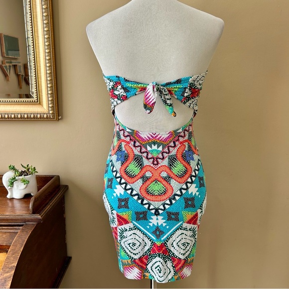 Mara Hoffman Swim V-Wire Mini Dress Strapless Tie Back Cover-Up Astrodreamer S - Picture 9 of 16